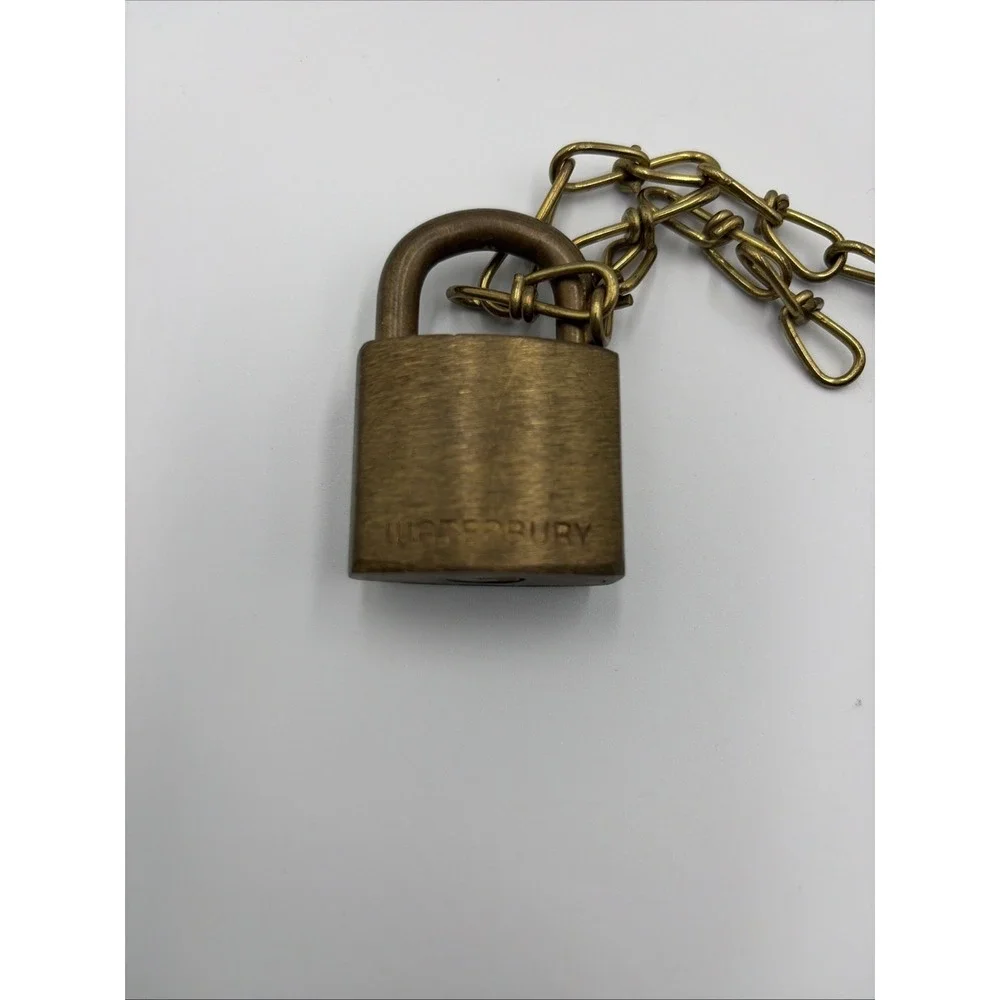 U.S. Military Waterbury NOS Solid Brass Padlock With Chain No Key